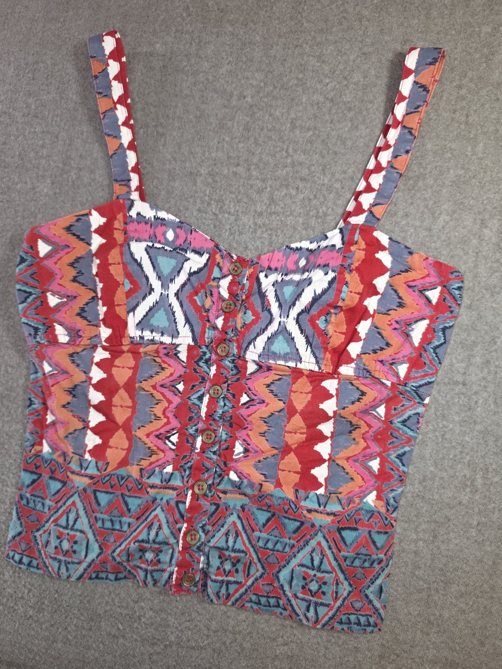 Tillys Angie Full Tilt Multi-Color Corset Tank Top Aztec Style Boho Festival Med